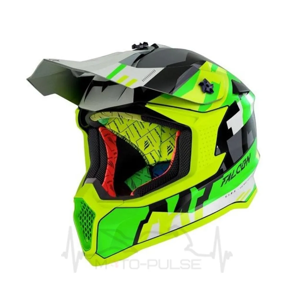 Мотошолом MT Falcon MX802 A3 Fluo Yellow/Green M